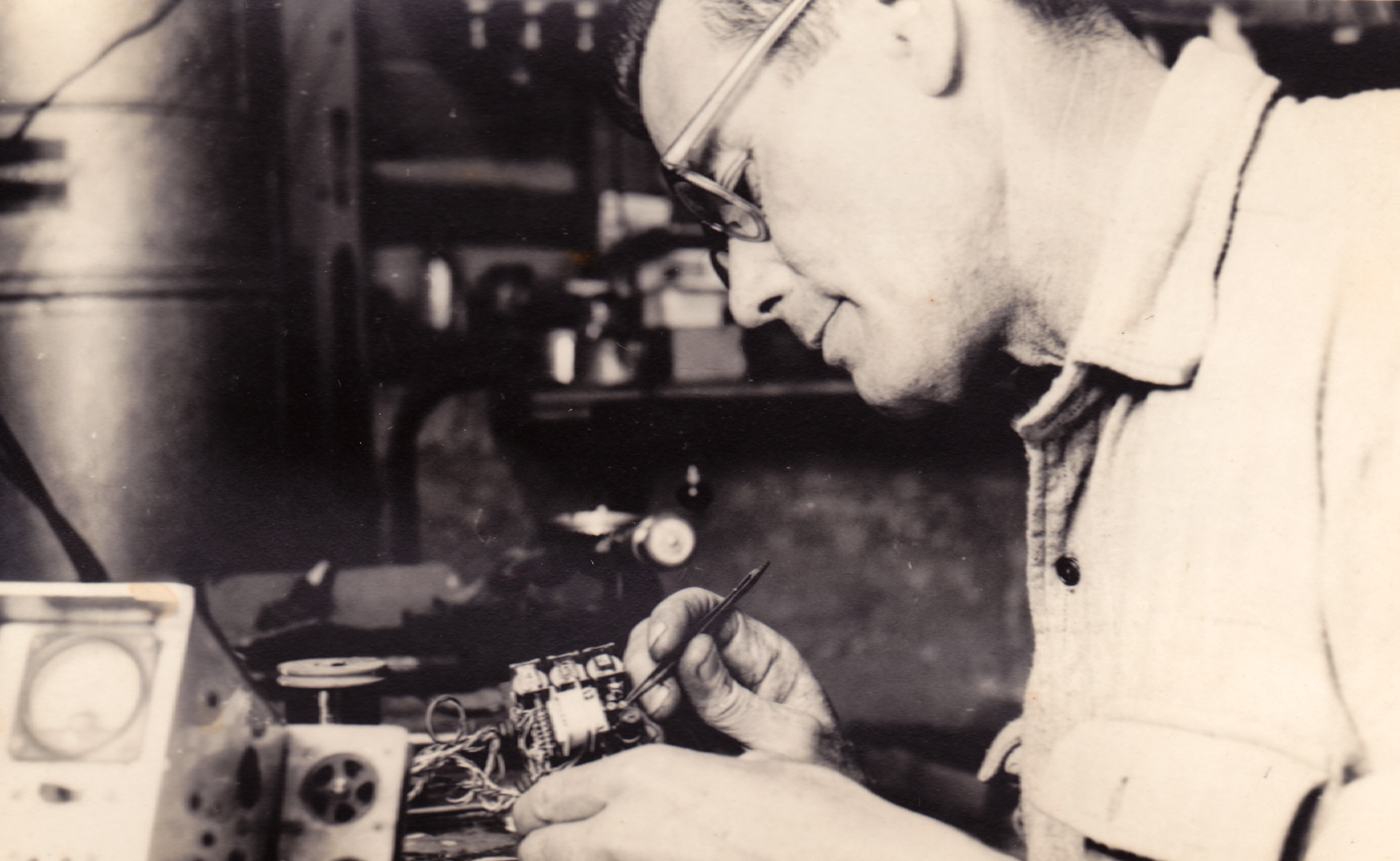 Len Birch, working on a model boat at Lemon Street, c. 1965